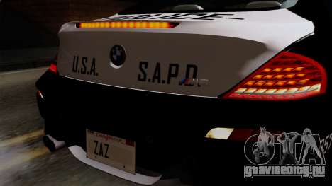 BMW M6 E63 Police Edition для GTA San Andreas