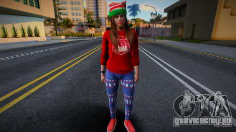 Девушка в новогодней одежде 4 для GTA San Andreas