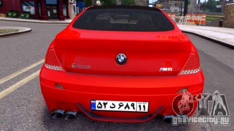 BMW M6 Iran License plate для GTA 4