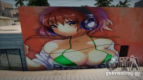 Mural Anime Girl Headphone для GTA San Andreas