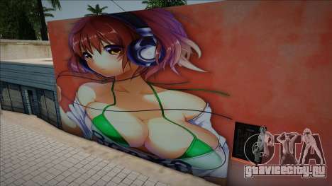 Mural Anime Girl Headphone для GTA San Andreas